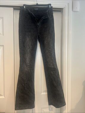 !it jeans Black Washed Flare Wide-Leg Jeans